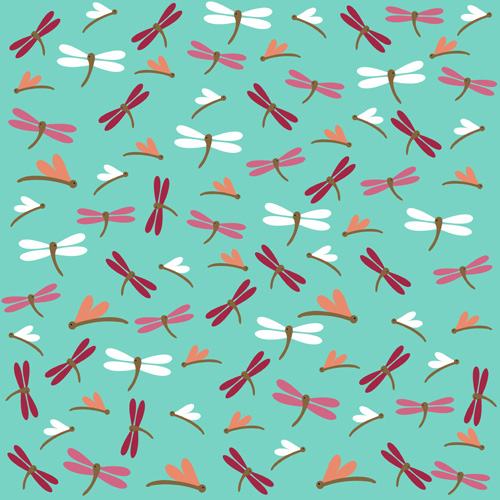 Simple dragonfly seamless pattern vector 03