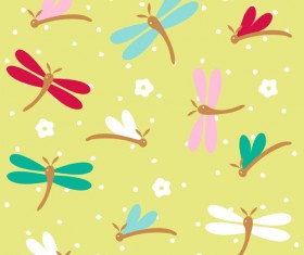 Simple dragonfly seamless pattern vector 04