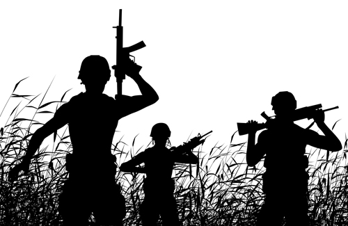 Soldier patrol silhouette vector material