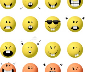 Spherical face expression icons set
