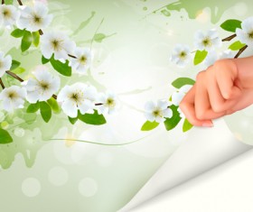 Spring background with hand vector