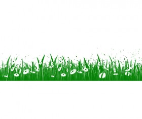 Spring flower with grass border photoshop brushes