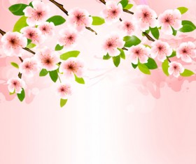 Spring pink background with flowers vector