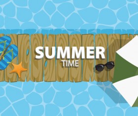 Summer holiday background with wood board vector 02