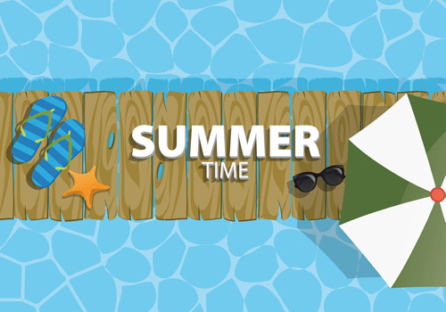 Summer holiday background with wood board vector 02
