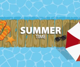 Summer holiday background with wood board vector 04