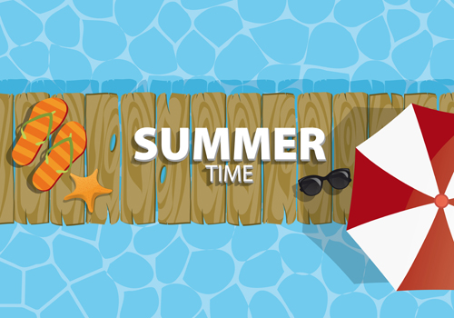 Summer holiday background with wood board vector 04