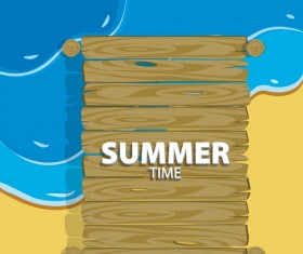 Summer holiday background with wood board vector 06