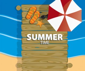 Summer holiday background with wood board vector 07