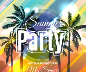 Summer holiday party flyer with tropical palm vector 02.rar