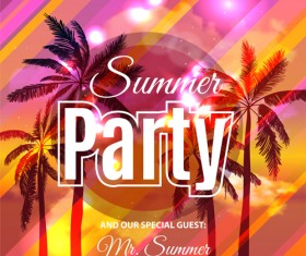 Summer holiday party flyer with tropical palm vector 04