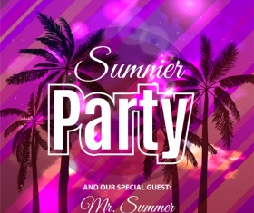 Summer holiday party flyer with tropical palm vector 05