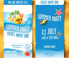 Summer holiday party ticket vector material