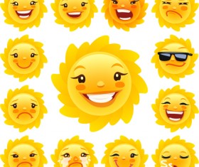 Sun smile Icons vector