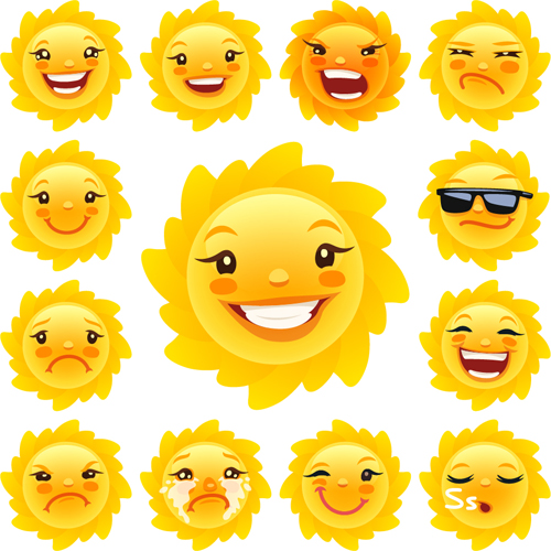 Sun smile Icons vector