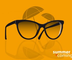 Sunglasses with sunner holiday background vector 02
