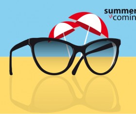 Sunglasses with sunner holiday background vector 06