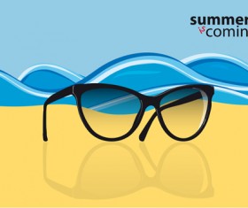 Sunglasses with sunner holiday background vector 07