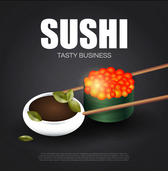 Sushi roll poster vintage vector 01