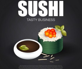 Sushi roll poster vintage vector 02