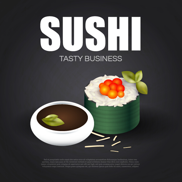 Sushi roll poster vintage vector 02