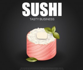 Sushi roll poster vintage vector 03