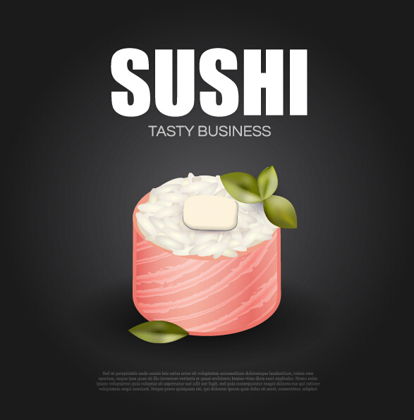 Sushi roll poster vintage vector 03