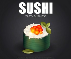 Sushi roll poster vintage vector 04