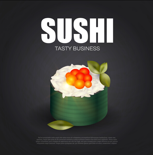 Sushi roll poster vintage vector 04