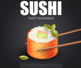 Sushi roll poster vintage vector 05