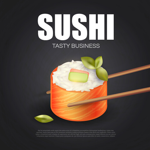 Sushi roll poster vintage vector 05