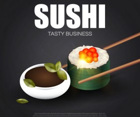 Sushi roll poster vintage vector 06