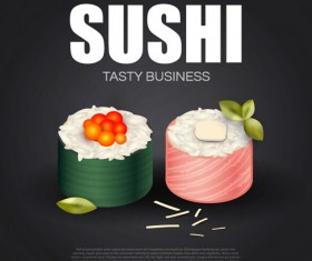 Sushi roll poster vintage vector 07