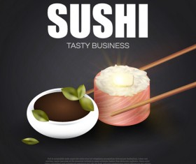 Sushi roll poster vintage vector 09