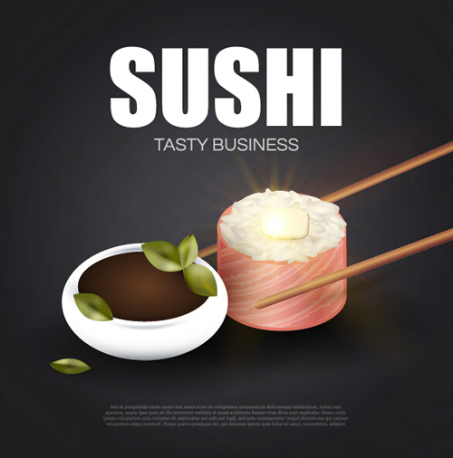 Sushi roll poster vintage vector 09