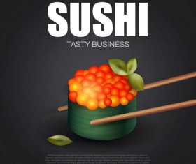 Sushi roll poster vintage vector 10