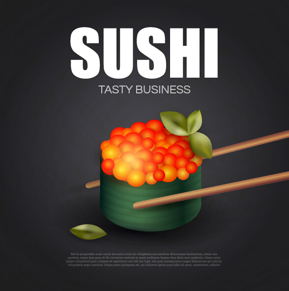 Sushi roll poster vintage vector 10