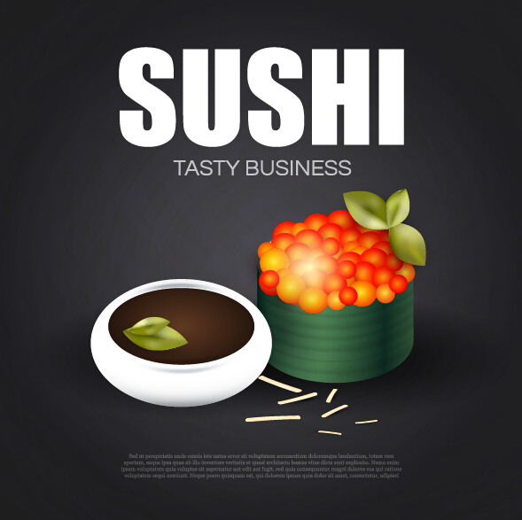 Sushi roll poster vintage vector 11