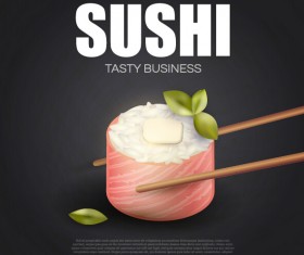 Sushi roll poster vintage vector 12