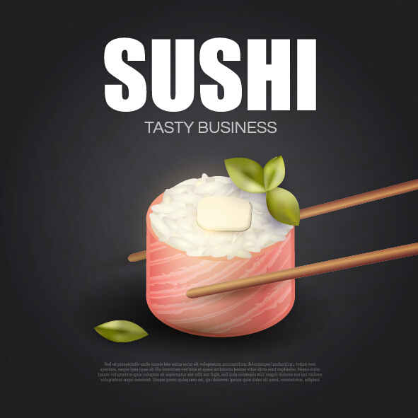 Sushi roll poster vintage vector 12