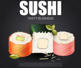 Sushi roll poster vintage vector 13
