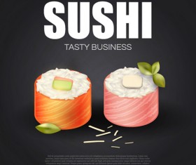 Sushi roll poster vintage vector 14