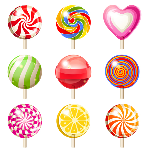 Sweet candies cute icons set 03