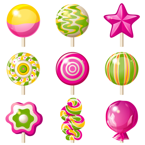 Sweet candies cute icons set 04