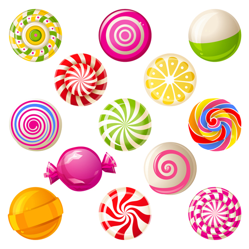 Sweet candies cute icons set 05
