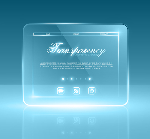 Transparent glass website template vector