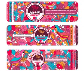 Tropical birds hand drawn banners vector 05