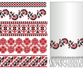 Ukrainian styles embroidery pattern vectors 01