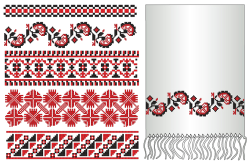 Ukrainian styles embroidery pattern vectors 01