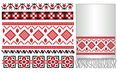 Ukrainian styles embroidery pattern vectors 02